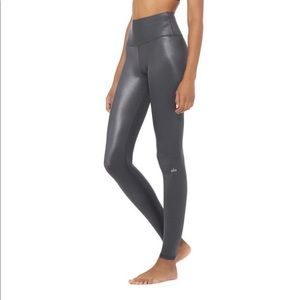 Alo Yoga Gray High Rise Airlift Leggings Anthracite Shine Grey Color